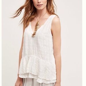 Anthropologie Vanessa Virginia White Flutter Swing Tank